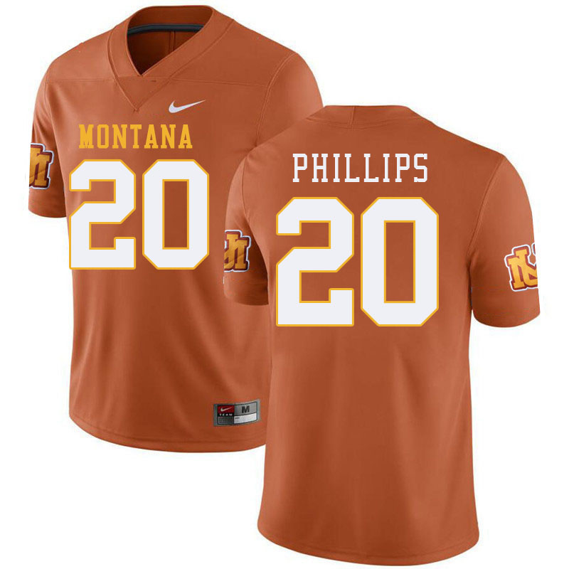 Montana Grizzlies #20 BJ Phillips College Football Jerseys Stitched Sale-Throwback